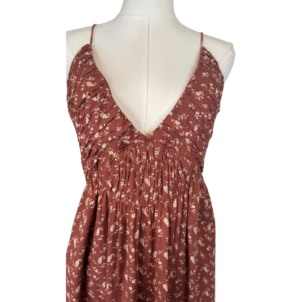 NWT Treasure & Bond L Rust/Mauve Floral Maxi Dress Adjustable Straps Open Back - Picture 7 of 16